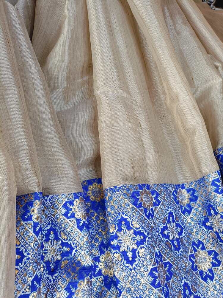 BLUE PATCH WORK BANARASI TISSUE SILK SAREE