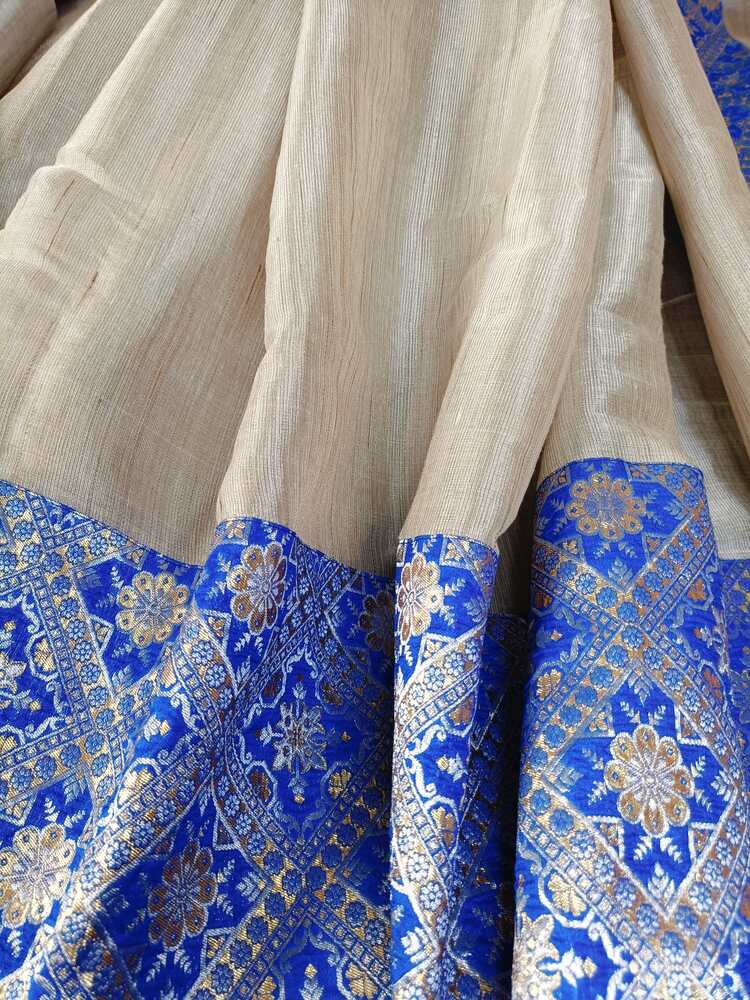 BLUE PATCH WORK BANARASI TISSUE SILK SAREE