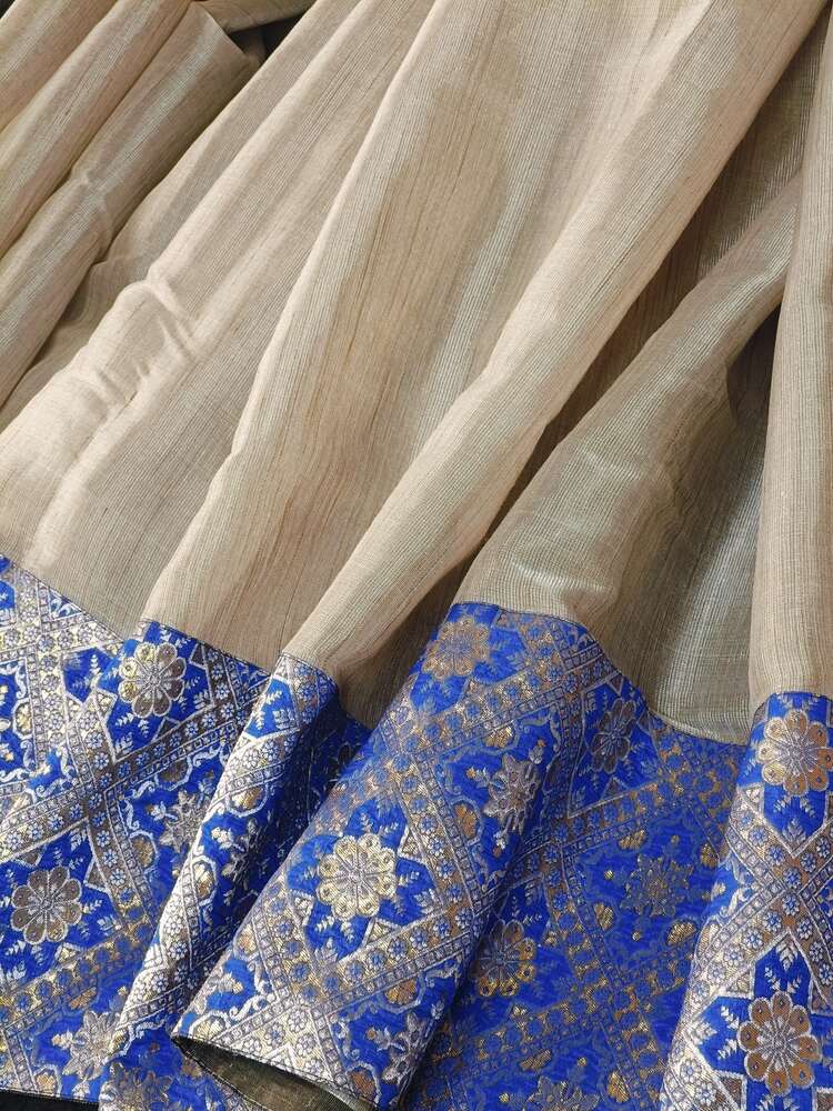 BLUE PATCH WORK BANARASI TISSUE SILK SAREE