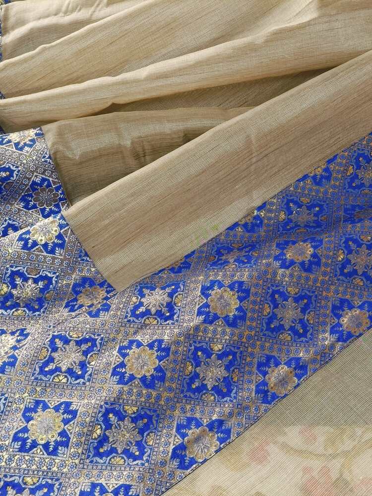 BLUE PATCH WORK BANARASI TISSUE SILK SAREE