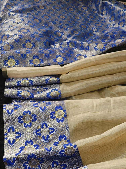 BLUE PATCH WORK BANARASI TISSUE SILK SAREE