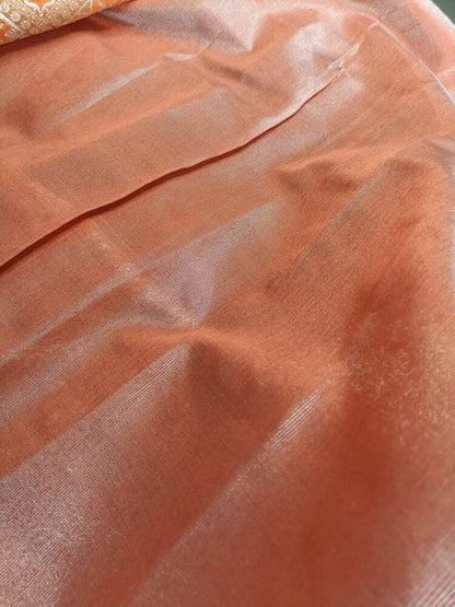 ORANGE PATCH WORK BANARASI TISSUE SILK SAREE