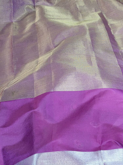 MAGENTA PINK EMBROIDERY BANARASI TISSUE SILK SAREE