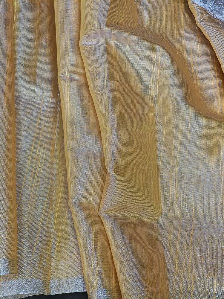 GOLDEN YELLOW EMBROIDERY BANARASI TISSUE SILK SAREE