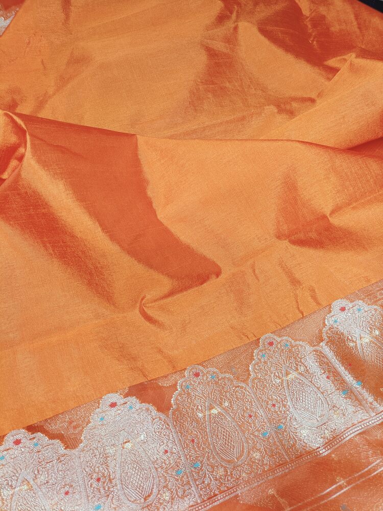 ORANGE MEENAKARI PARTY WEAR ORGANZA