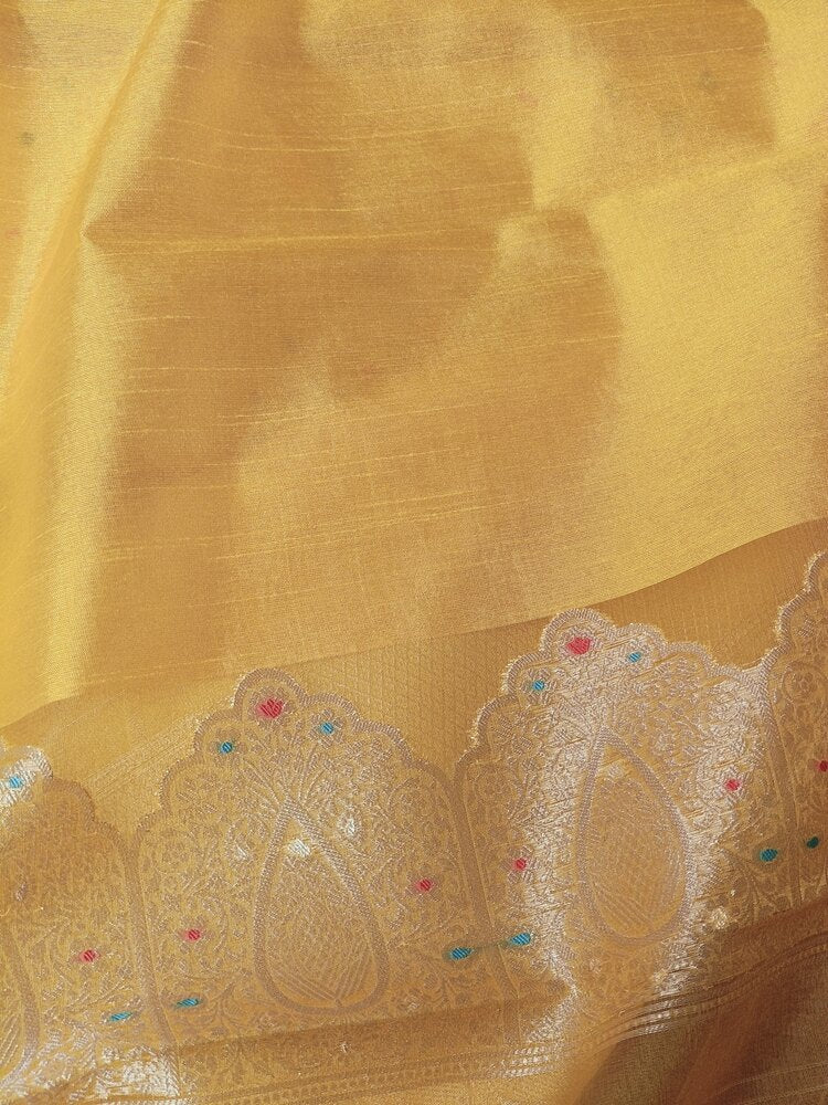 YELLOW MEENAKARI PARTY WEAR ORGANZA