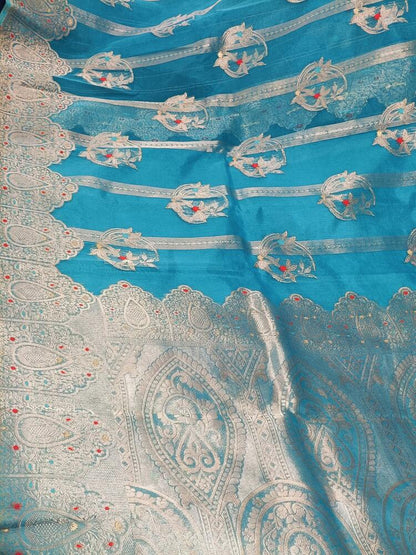 SKY BLUE MEENAKARI PARTY WEAR ORGANZA