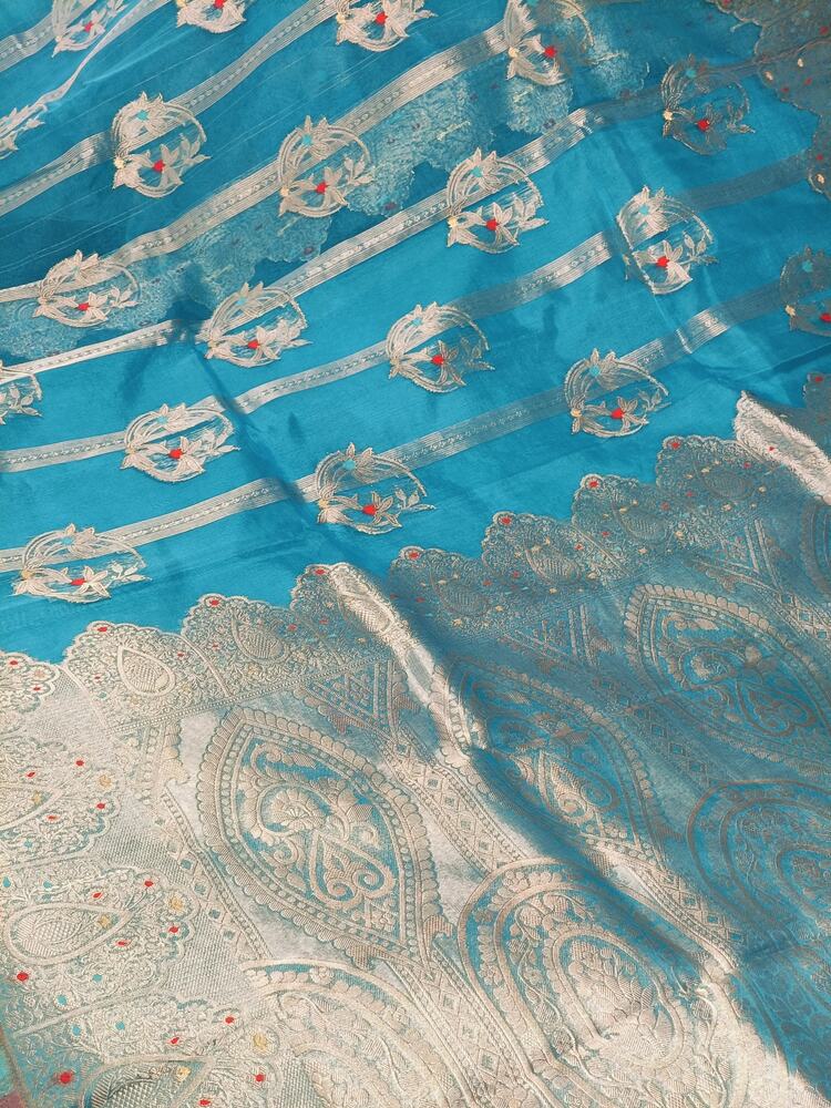 SKY BLUE MEENAKARI PARTY WEAR ORGANZA