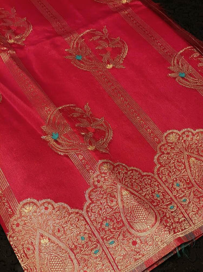 RED MEENAKARI PARTY WEAR ORGANZA