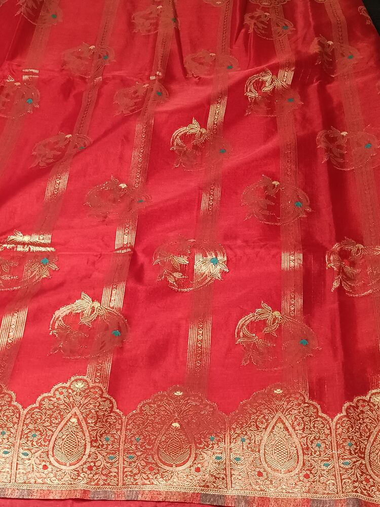 RED MEENAKARI PARTY WEAR ORGANZA