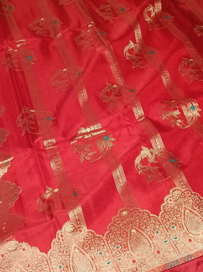 RED MEENAKARI PARTY WEAR ORGANZA