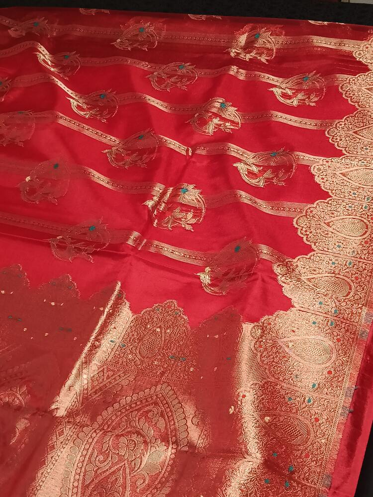 RED MEENAKARI PARTY WEAR ORGANZA