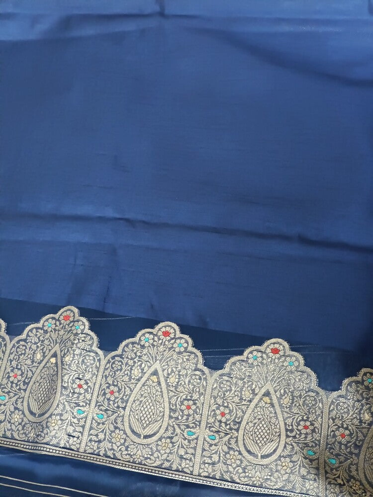 NAVY BLUE MEENAKARI PARTY WEAR ORGANZA