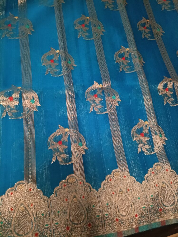 SEA BLUE MEENAKARI PARTY WEAR ORGANZA