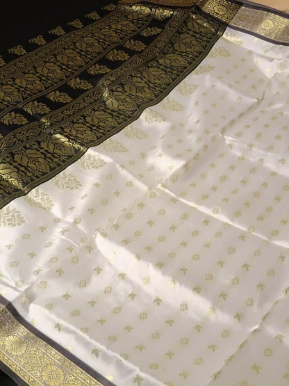 WHITE BUTI KANJIVARAM BANARASI SAREE