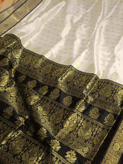 WHITE BUTI KANJIVARAM BANARASI SAREE