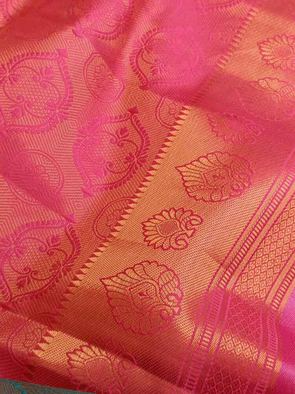 PEACOCK GREEN FLORAL TANCHUI BANARASI BROCADE SILK SAREE