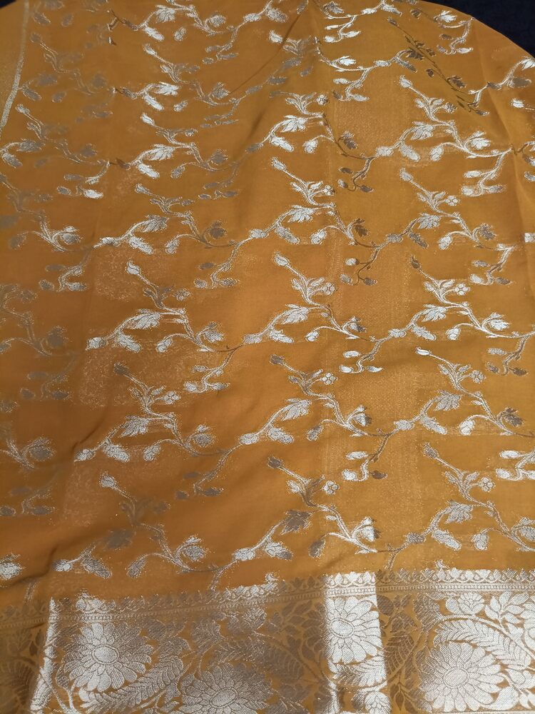 MUSTARD YELLOW BUTI BANARASI GEORGETTE SAREE