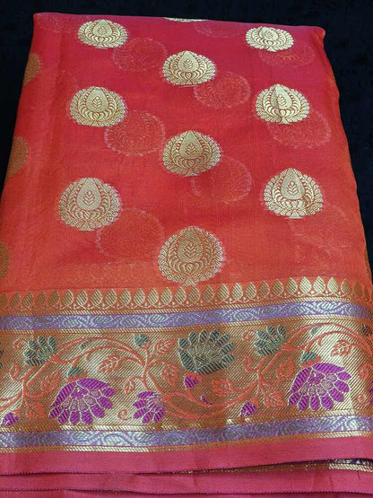 ORANGE PAITHANI BUTTA BANARASI SILK COTTON SAREE