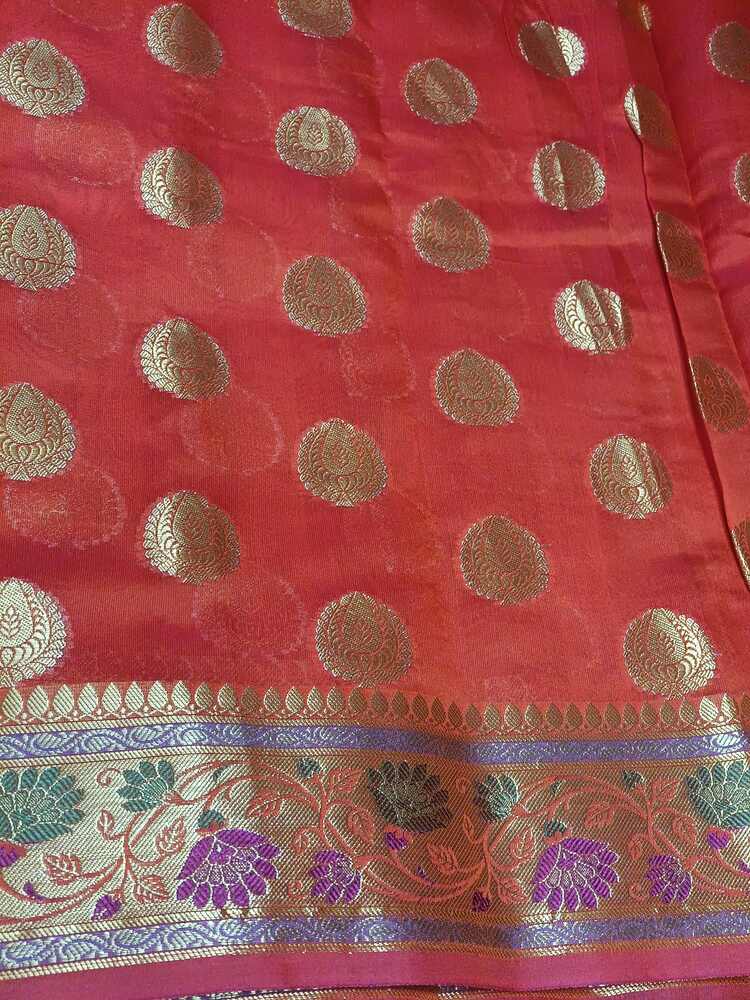 ORANGE PAITHANI BUTTA BANARASI SILK COTTON SAREE