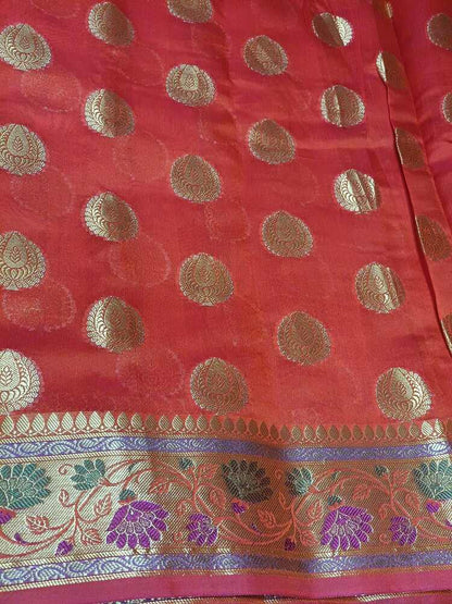 ORANGE PAITHANI BUTTA BANARASI SILK COTTON SAREE