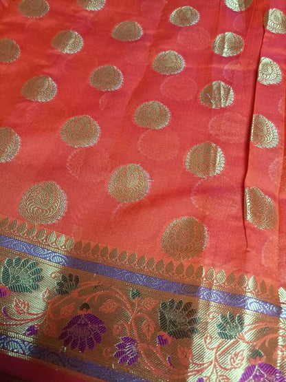 ORANGE PAITHANI BUTTA BANARASI SILK COTTON SAREE