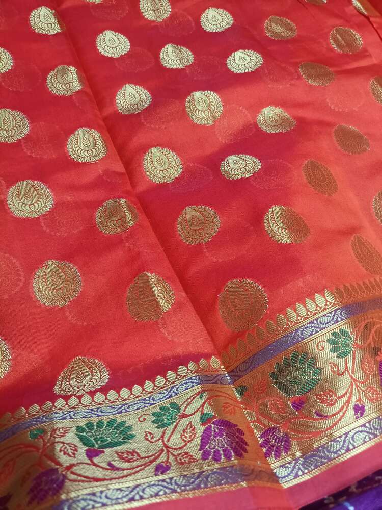 ORANGE PAITHANI BUTTA BANARASI SILK COTTON SAREE