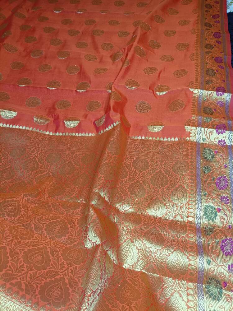 ORANGE PAITHANI BUTTA BANARASI SILK COTTON SAREE