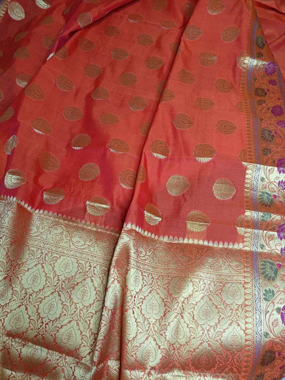 ORANGE PAITHANI BUTTA BANARASI SILK COTTON SAREE