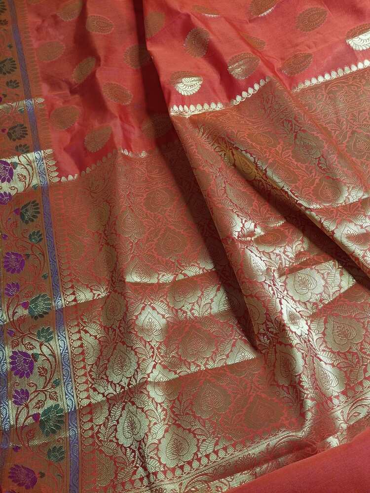 ORANGE PAITHANI BUTTA BANARASI SILK COTTON SAREE