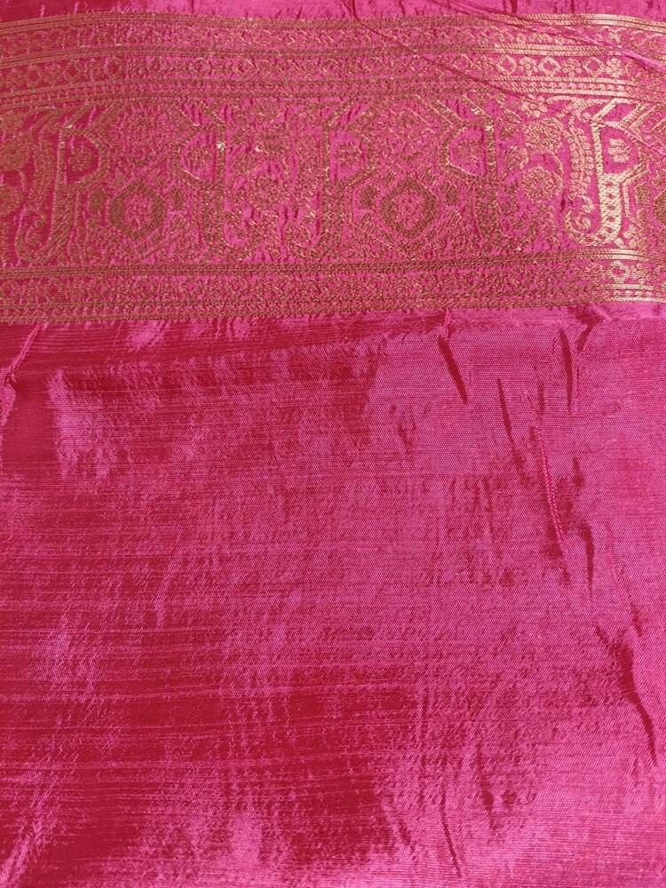 PINK FLORAL BANARASI DUPION SILK SAREE