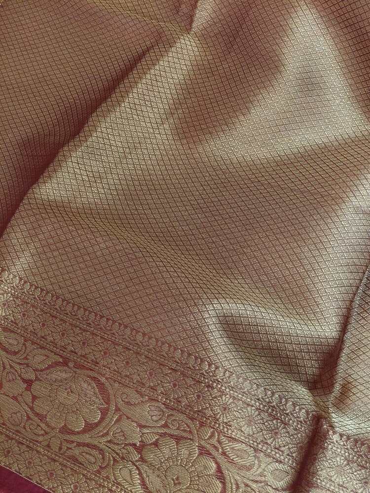 ORANGE LEHARIYA CONTRAST BORDER BANARASI ORGANZA SAREE