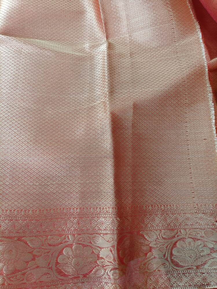 YELLOW LEHARIYA CONTRAST BORDER BANARASI ORGANZA SAREE