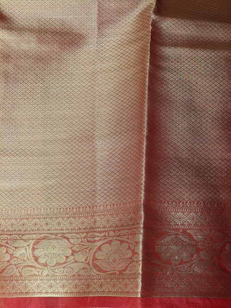 GREY LEHARIYA CONTRAST BORDER BANARASI ORGANZA SAREE