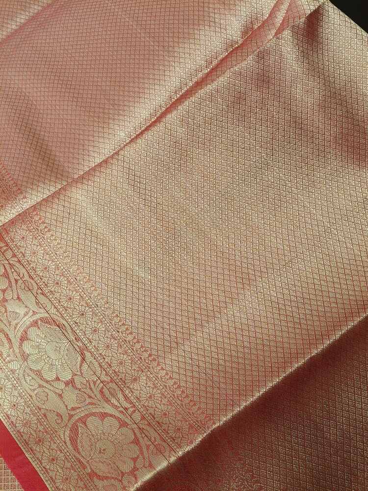 GREY LEHARIYA CONTRAST BORDER BANARASI ORGANZA SAREE