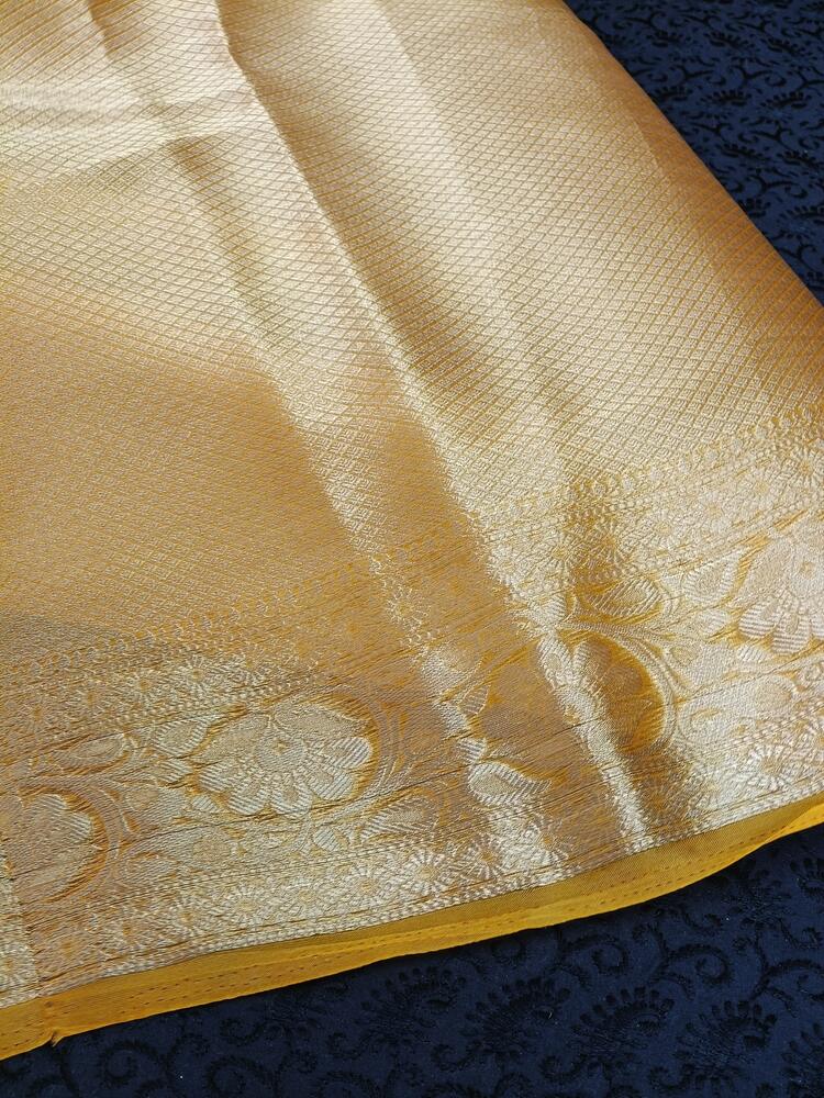 YELLOW LEHARIYA SAME BORDER BANARASI ORGANZA SAREE