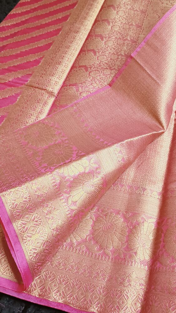 MAGENTA LEHARIYA RESHAM BORDER BANARASI ORGANZA SAREE