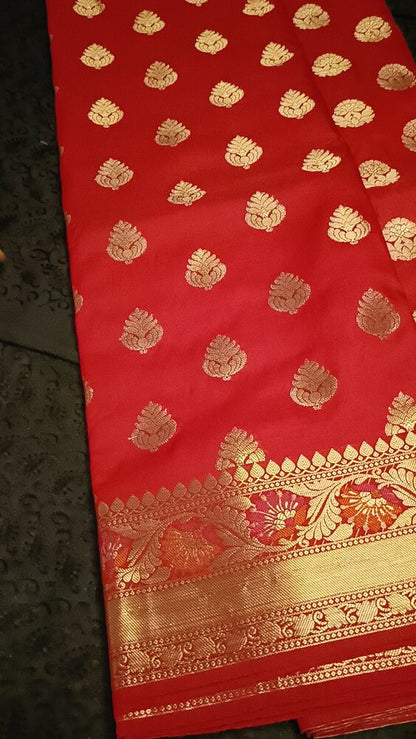 RED BUTTA MOTIF PAITHANI BANARASI KATAN SILK SAREE