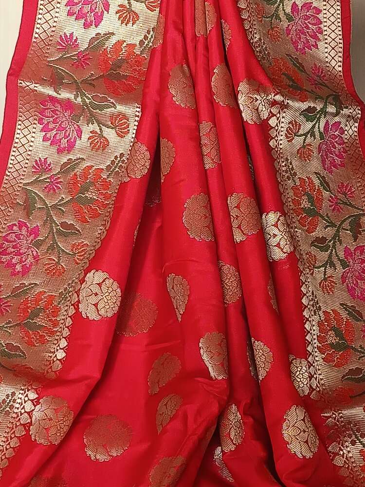 RED BUTTA MOTIF PAITHANI BANARASI KATAN SILK SAREE