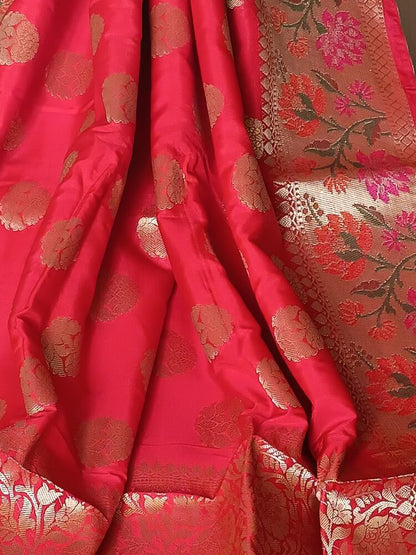 RED BUTTA MOTIF PAITHANI BANARASI KATAN SILK SAREE