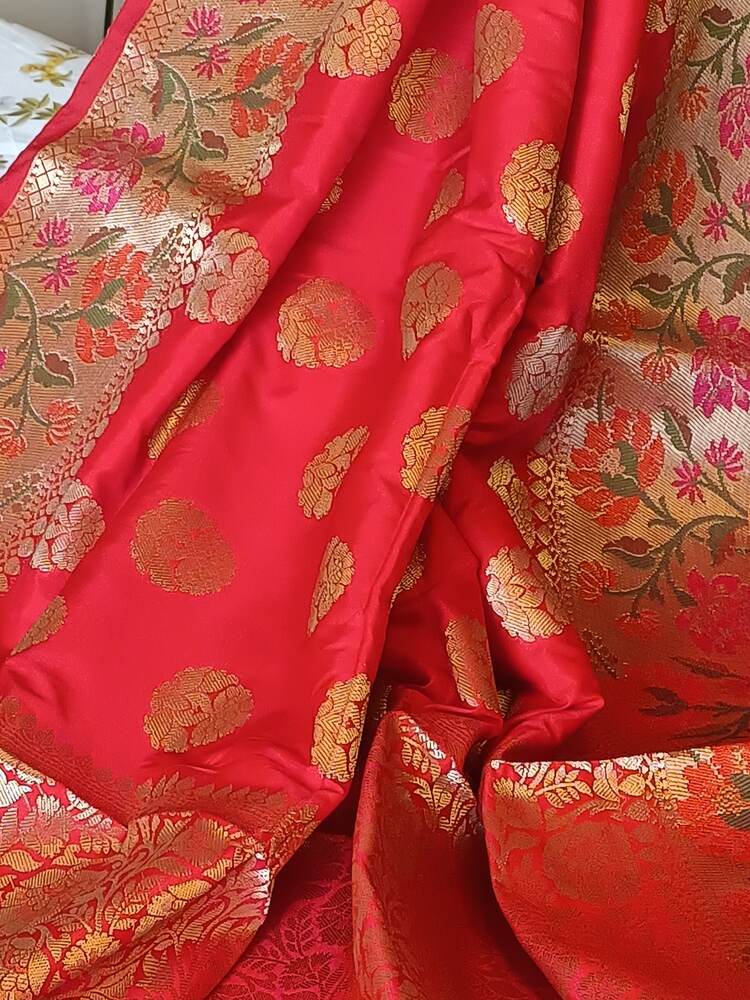 RED BUTTA MOTIF PAITHANI BANARASI KATAN SILK SAREE