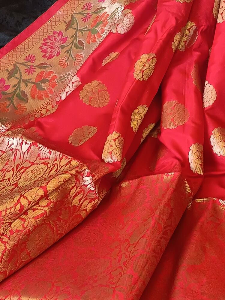 RED BUTTA MOTIF PAITHANI BANARASI KATAN SILK SAREE