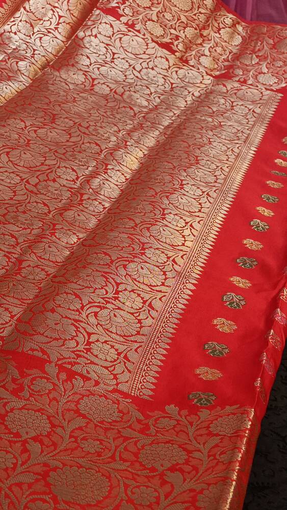 RED MEENAKARI BUTI MOTIF PAITHANI BANARASI KATAN SILK SAREE