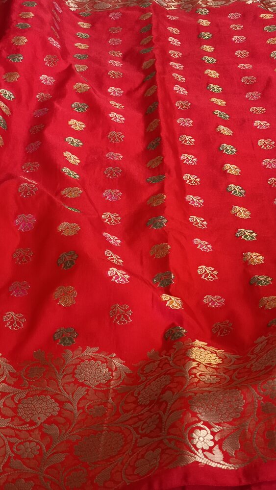 RED MEENAKARI BUTI MOTIF PAITHANI BANARASI KATAN SILK SAREE