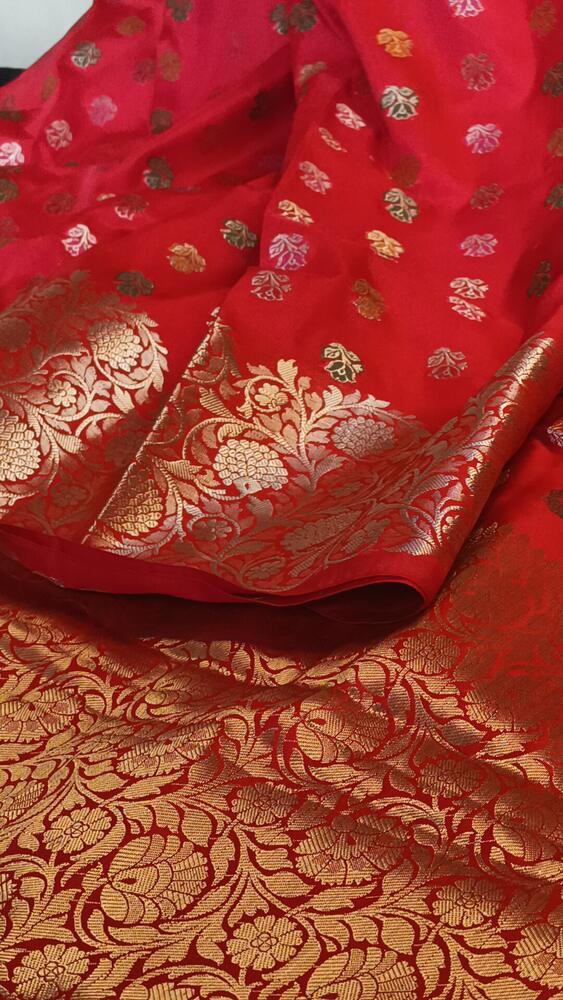 RED MEENAKARI BUTI MOTIF PAITHANI BANARASI KATAN SILK SAREE