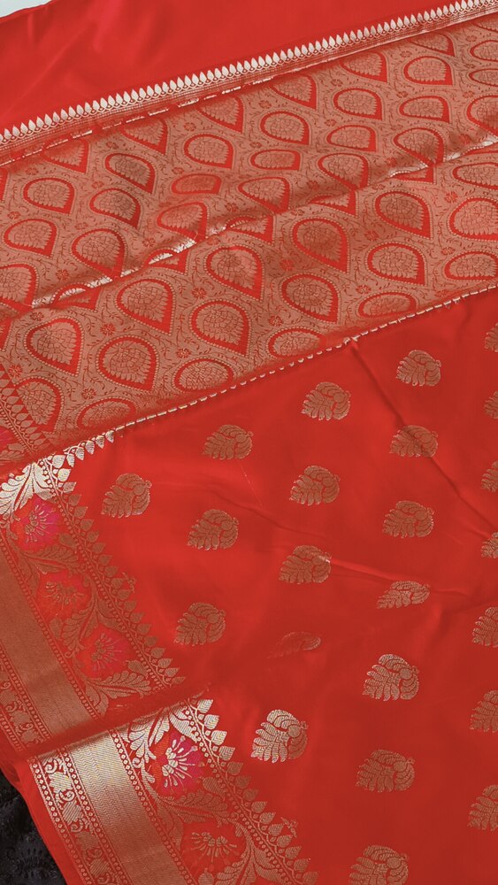 RED BUTTA LEAF MOTIF PAITHANI BANARASI KATAN SILK SAREE