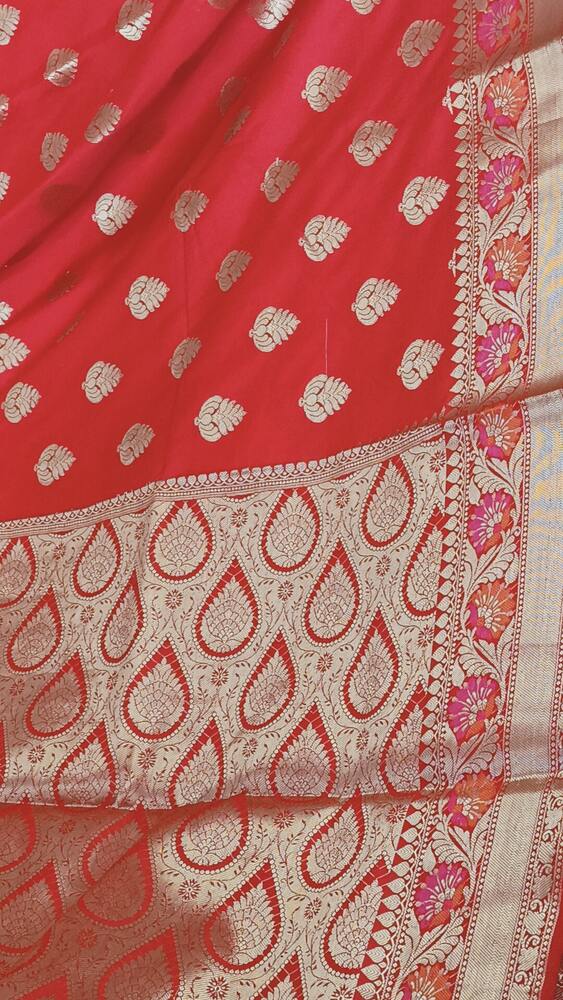 RED BUTTA LEAF MOTIF PAITHANI BANARASI KATAN SILK SAREE