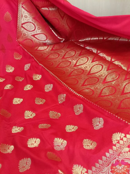 RED BUTTA LEAF MOTIF PAITHANI BANARASI KATAN SILK SAREE