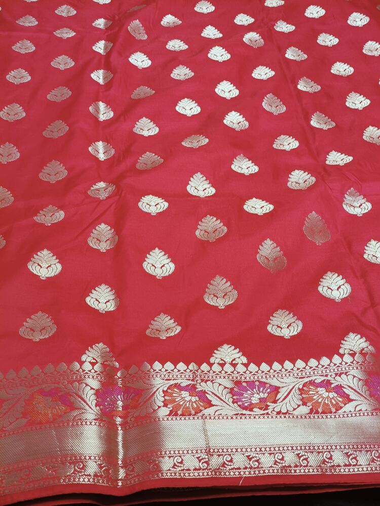 RED BUTTA LEAF MOTIF PAITHANI BANARASI KATAN SILK SAREE