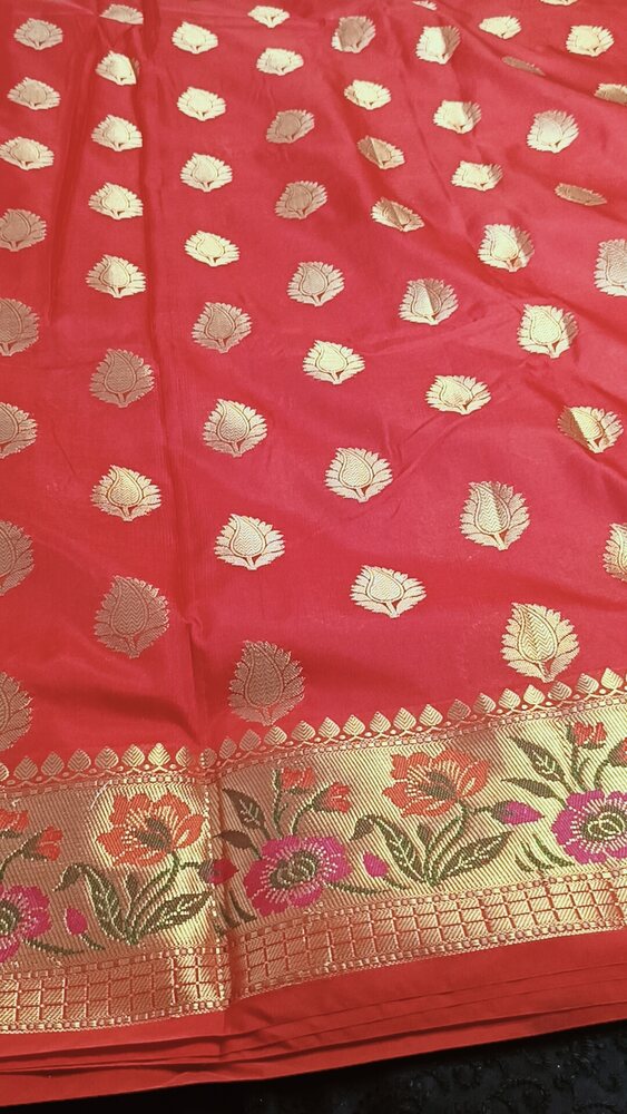 RED BUTTA MANGO MOTIF PAITHANI BANARASI KATAN SILK SAREE